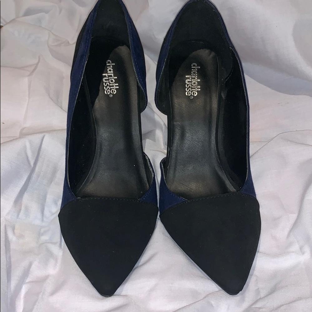 blue and black heels size 8